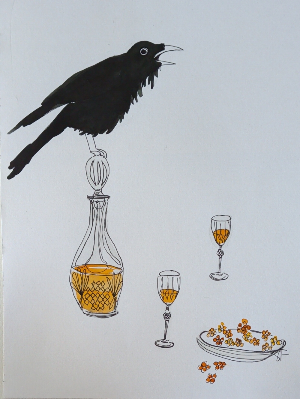 Original Ink And Watercolour Art